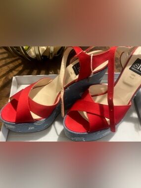 Isabel Marant Red and Blue Heels